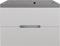 Style Line Тумба с кварцевой раковиной серый шелк Матис 70 подвесная белая матовая – фотография-1